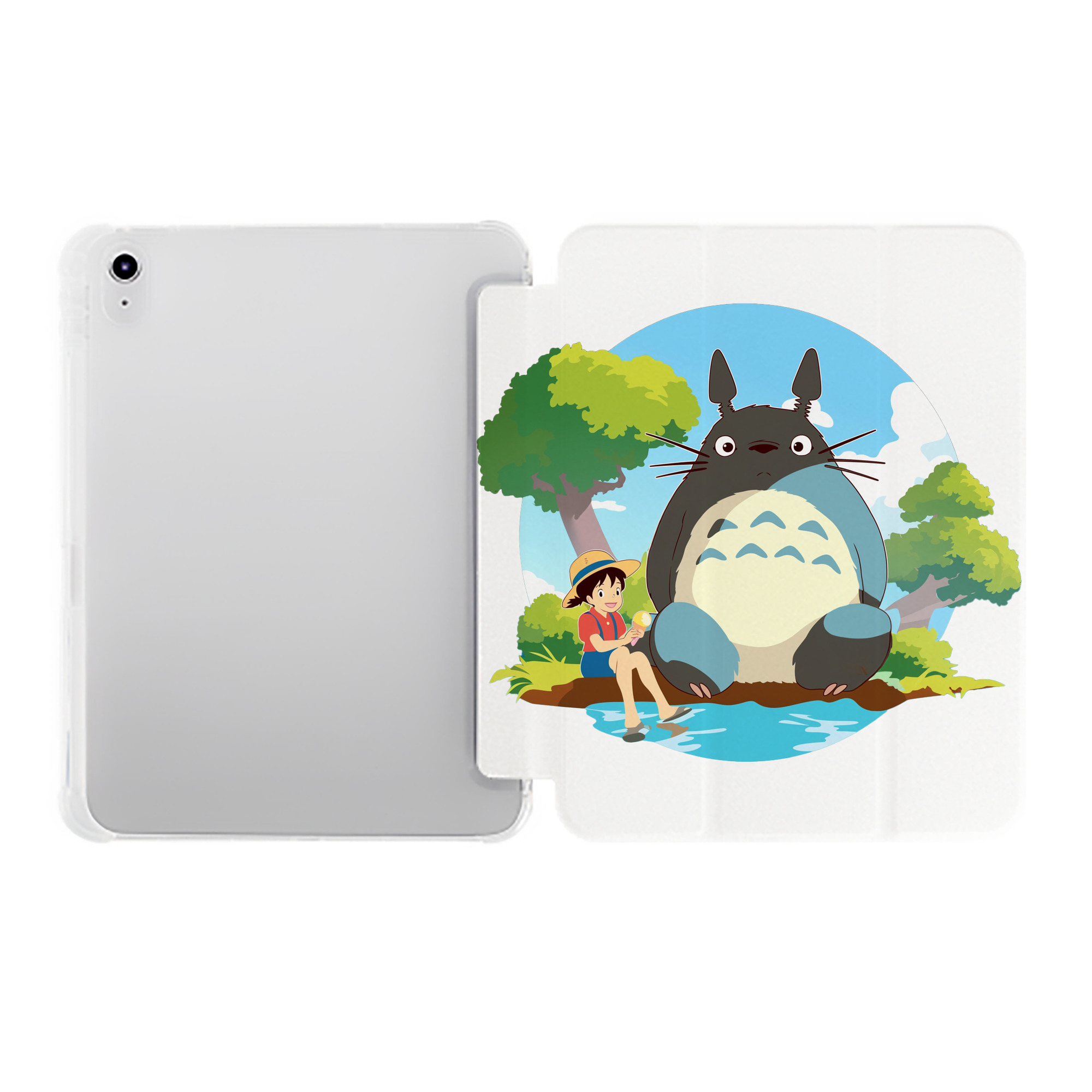（画像用） となりのトトロ 草壁メイ 草壁サツキ My Neighbor Totoro Satsuki Kusakabe Mei Kusakabe IPad ケース ペン収納付き 三つ折りスタンド PUレザー×シリコン 対応機種9.5/10.5/10.9インチ